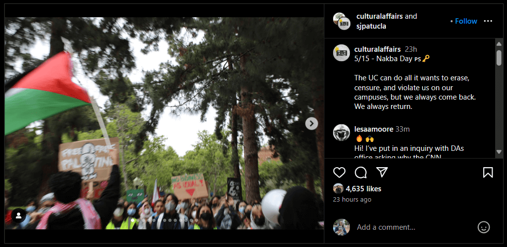 CAC Instagram post on Nakba Day