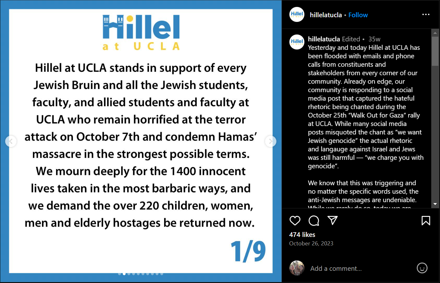 Hillel October message part 1